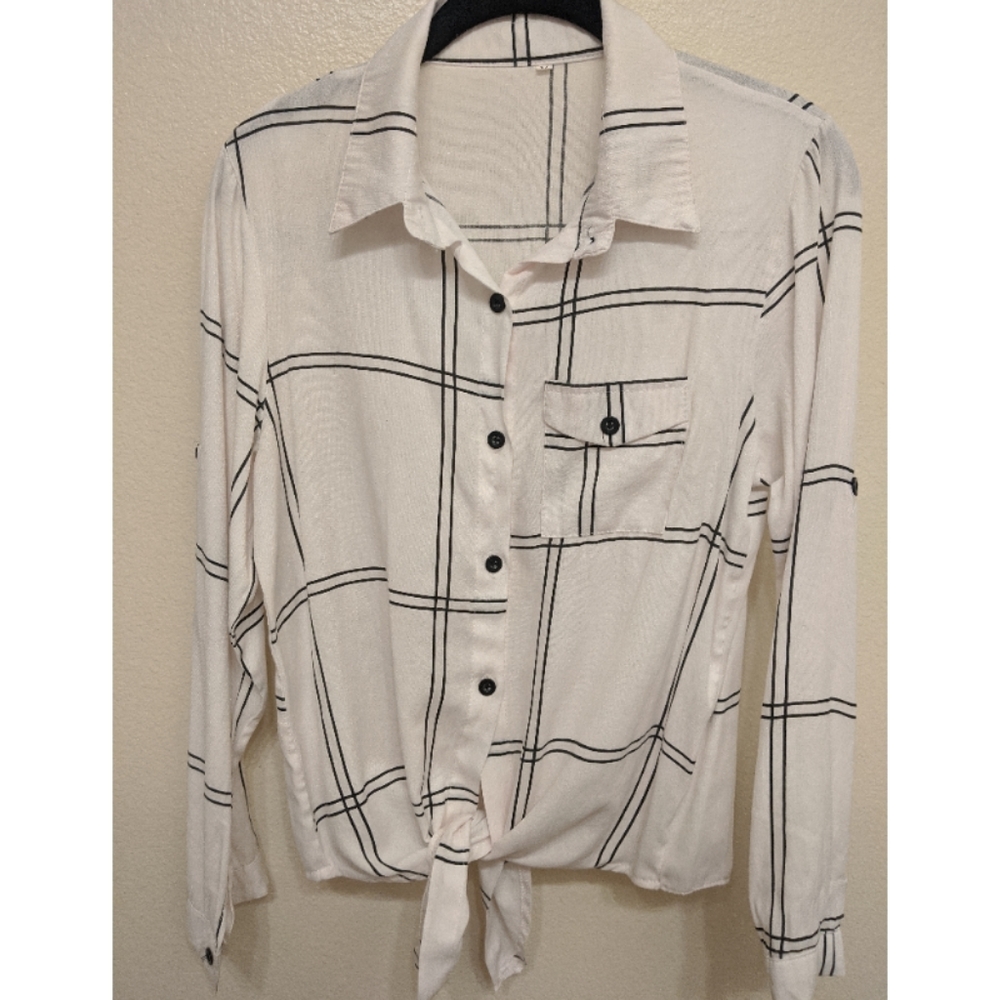 Tie Front Striped Button Down